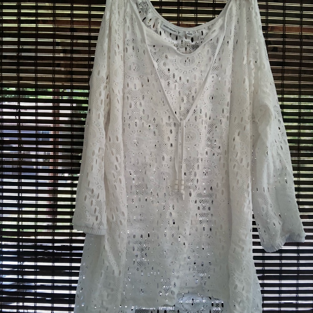 Summer netted 3/4 coverup/top